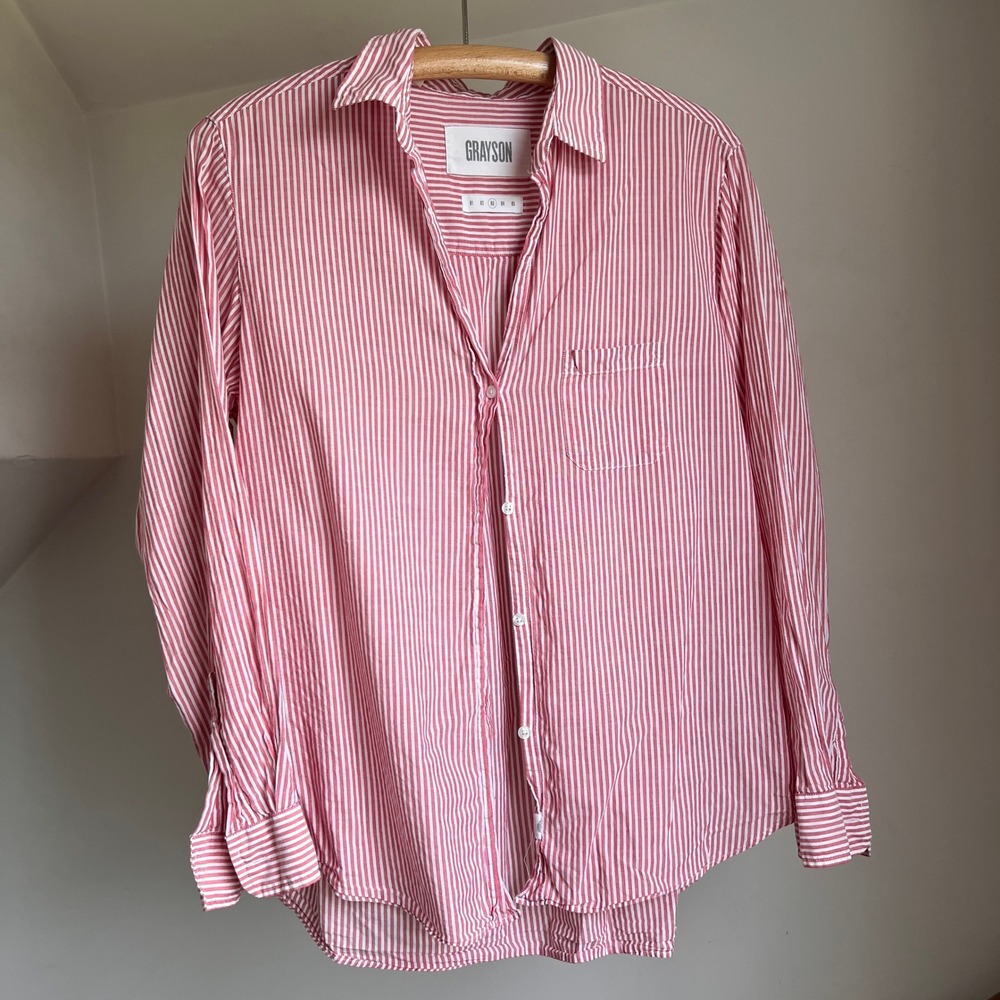 Frank & Eileen Grayson The Hero M/03 Red White Stripe Cotton Shirt Button Down